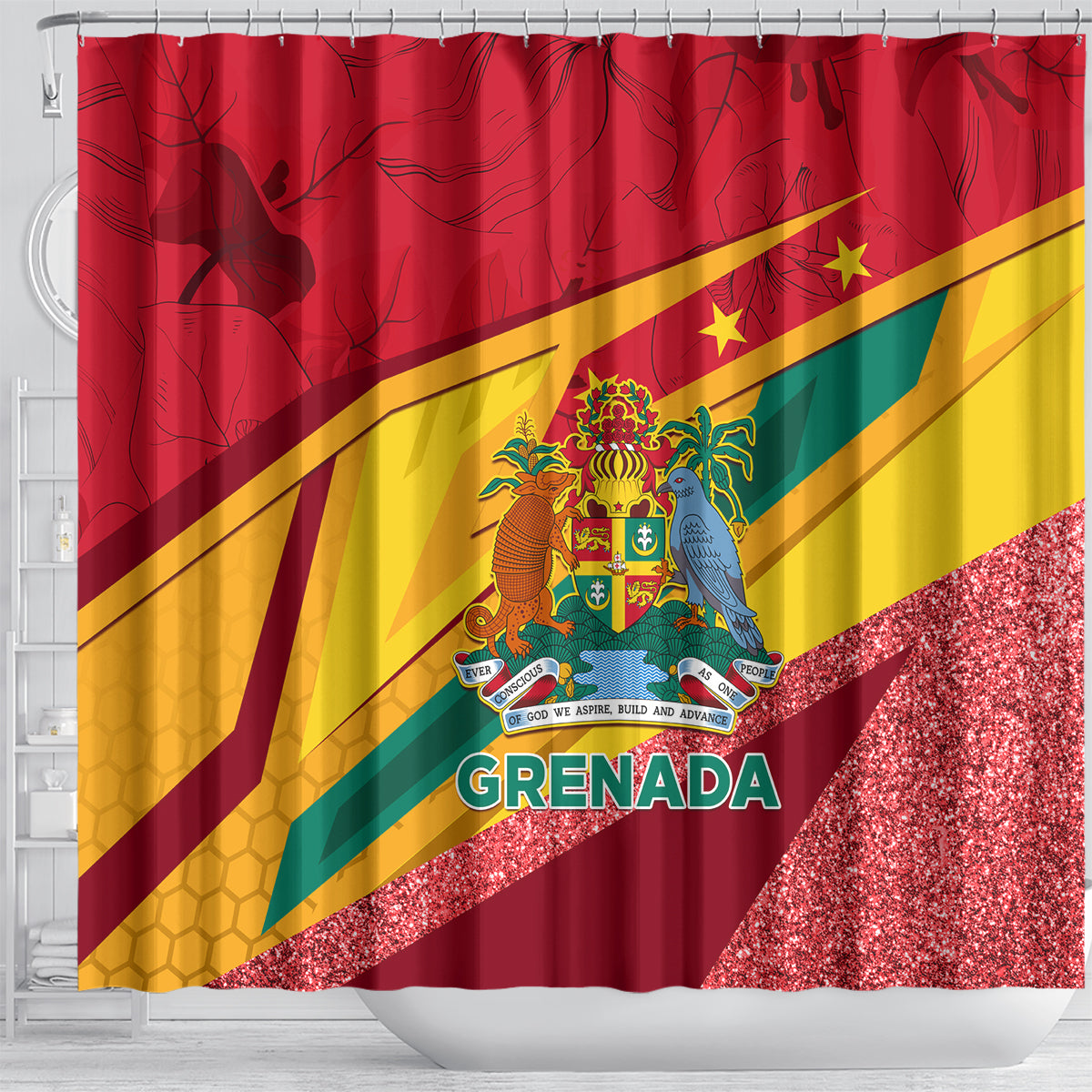 grenada-independence-day-shower-curtain-gwenad-bougainvillea-sparkle-version