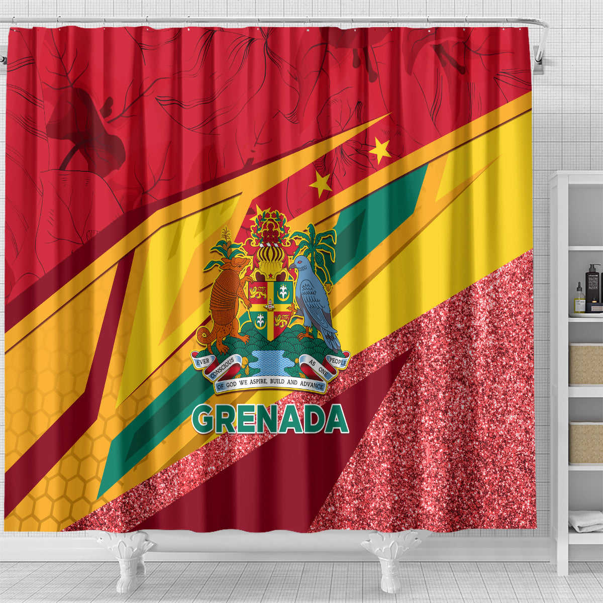grenada-independence-day-shower-curtain-gwenad-bougainvillea-sparkle-version