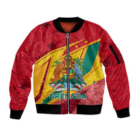 Grenada Independence Day Sleeve Zip Bomber Jacket Gwenad Bougainvillea Sparkle Version - Wonder Print Shop