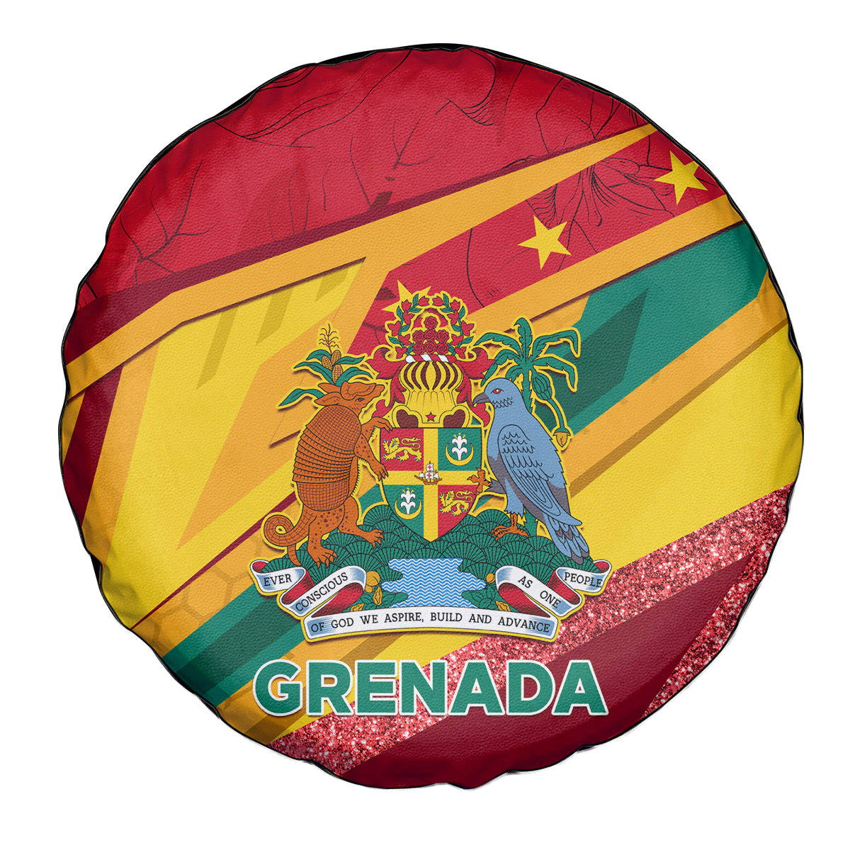 Grenada Independence Day Spare Tire Cover Gwenad Bougainvillea Sparkle Version - Wonder Print Shop