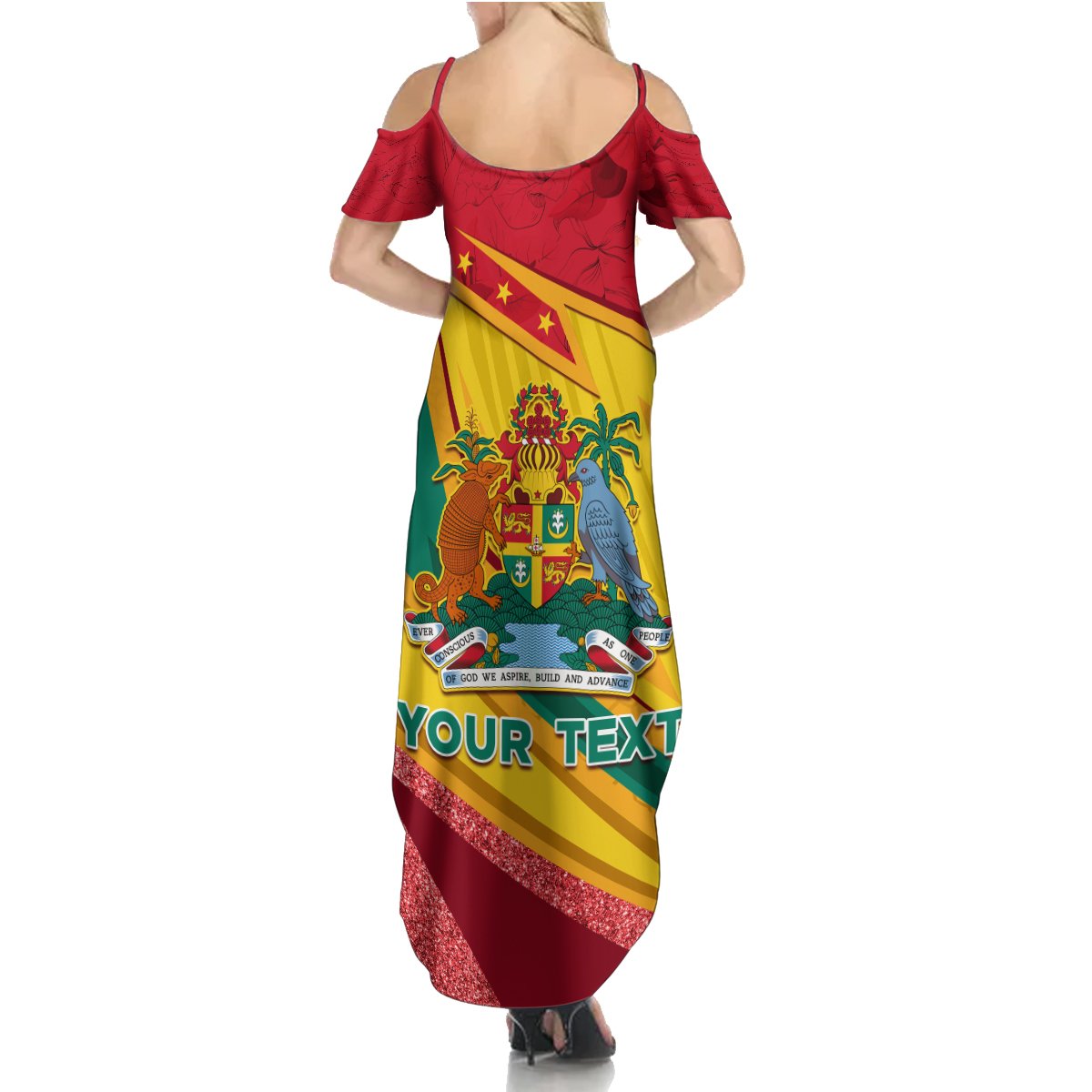 Grenada Independence Day Summer Maxi Dress Gwenad Bougainvillea Sparkle Version - Wonder Print Shop