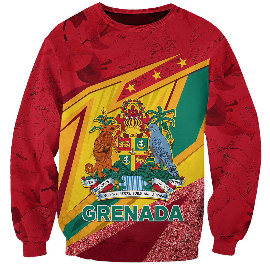 Grenada Independence Day Sweatshirt Gwenad Bougainvillea Sparkle Version - Wonder Print Shop