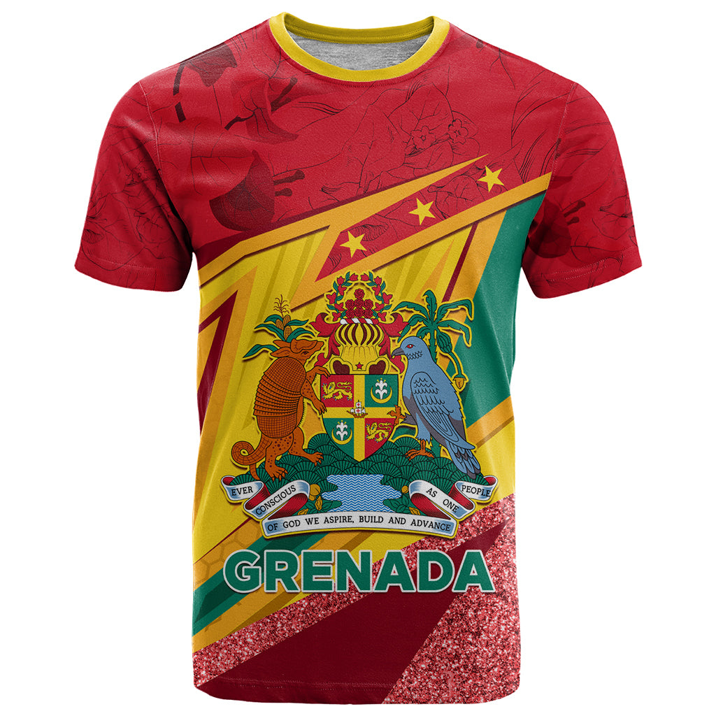 Grenada Independence Day T Shirt Gwenad Bougainvillea Sparkle Version - Wonder Print Shop