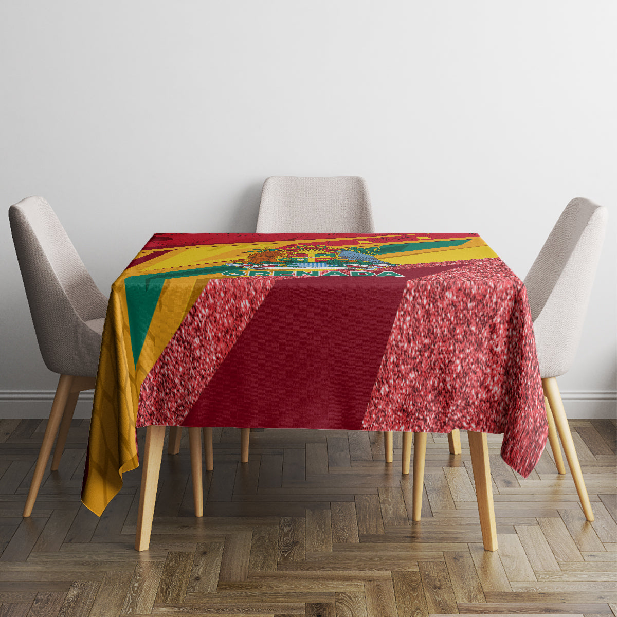 Grenada Independence Day Tablecloth Gwenad Bougainvillea Sparkle Version - Wonder Print Shop