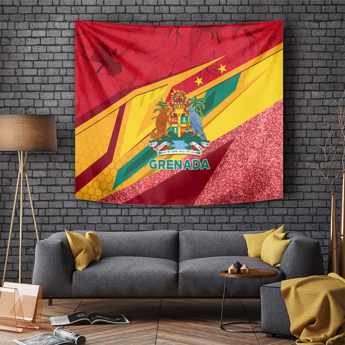 Grenada Independence Day Tapestry Gwenad Bougainvillea Sparkle Version - Wonder Print Shop