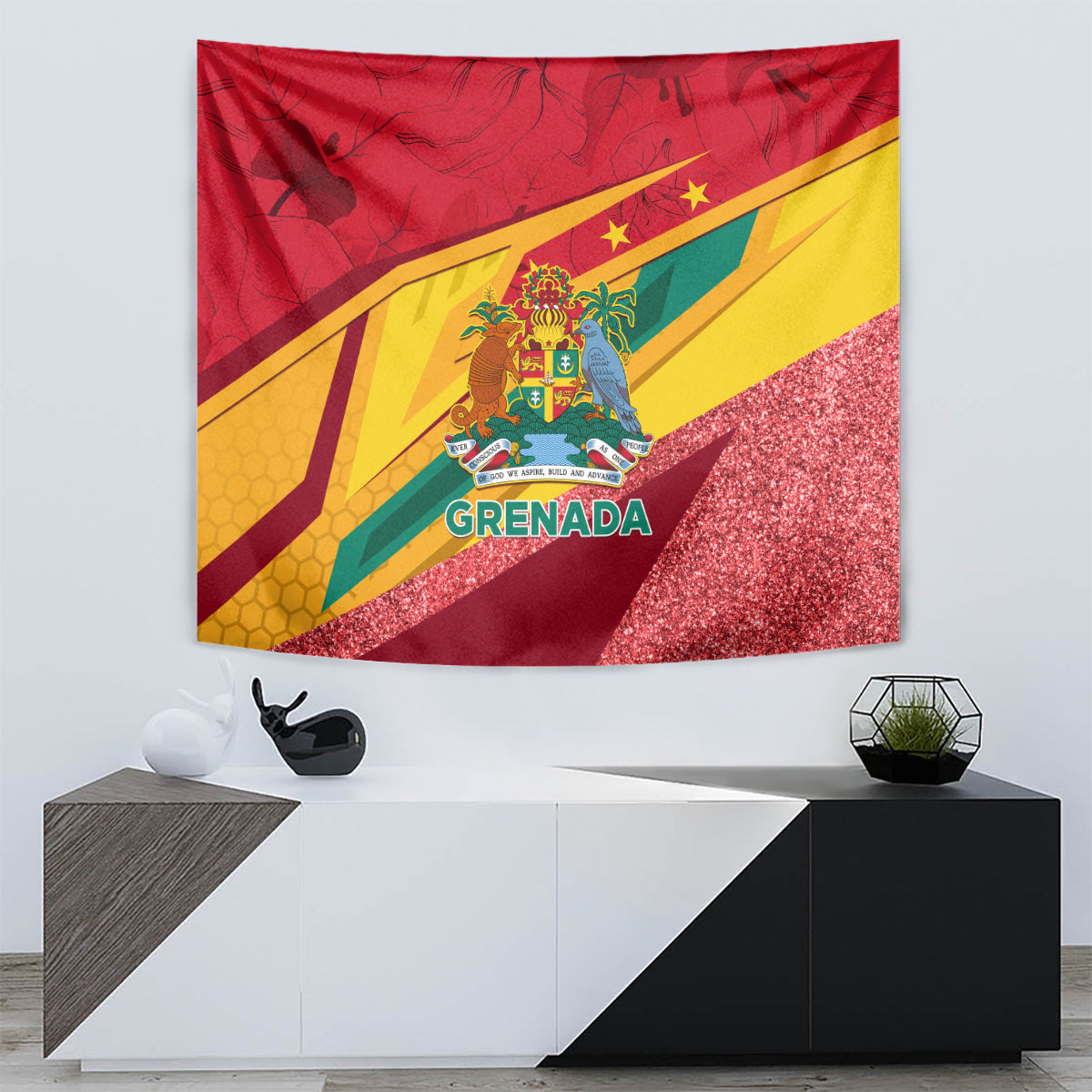 Grenada Independence Day Tapestry Gwenad Bougainvillea Sparkle Version - Wonder Print Shop