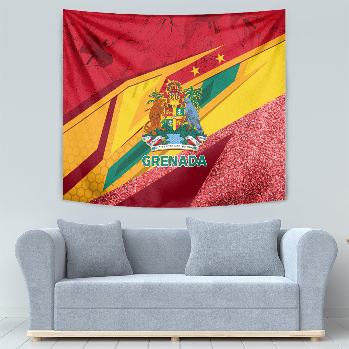 Grenada Independence Day Tapestry Gwenad Bougainvillea Sparkle Version - Wonder Print Shop
