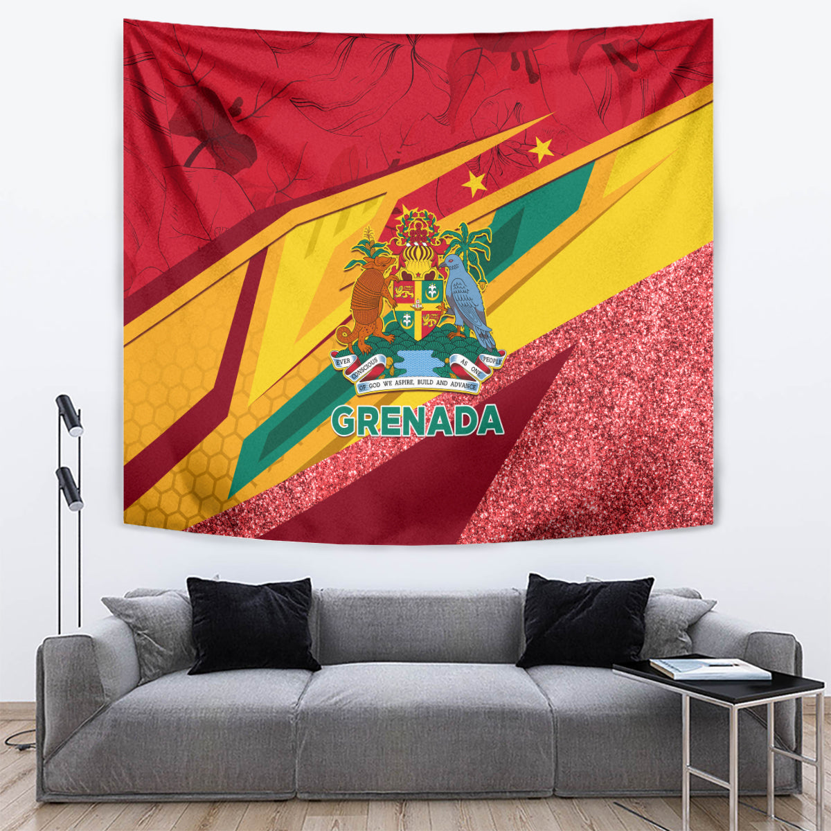 Grenada Independence Day Tapestry Gwenad Bougainvillea Sparkle Version - Wonder Print Shop