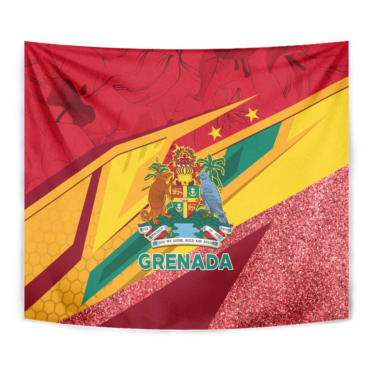 Grenada Independence Day Tapestry Gwenad Bougainvillea Sparkle Version - Wonder Print Shop