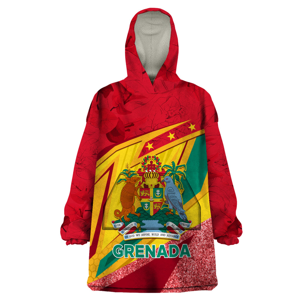 Grenada Independence Day Wearable Blanket Hoodie Gwenad Bougainvillea Sparkle Version - Wonder Print Shop