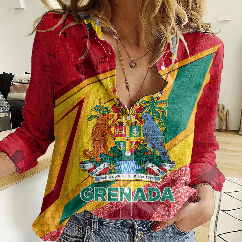 Grenada Independence Day Women Casual Shirt Gwenad Bougainvillea Sparkle Version - Wonder Print Shop