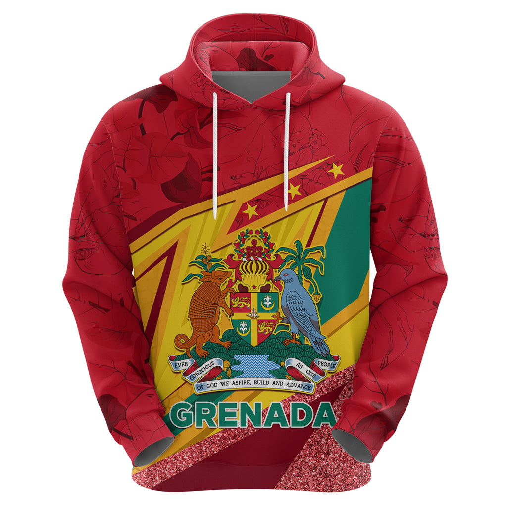 Grenada Independence Day Zip Hoodie Gwenad Bougainvillea Sparkle Version - Wonder Print Shop