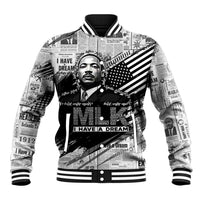 I Have A Dream MLK Baseball Jacket Newspaper Grunge Style - Wonder Print Shop