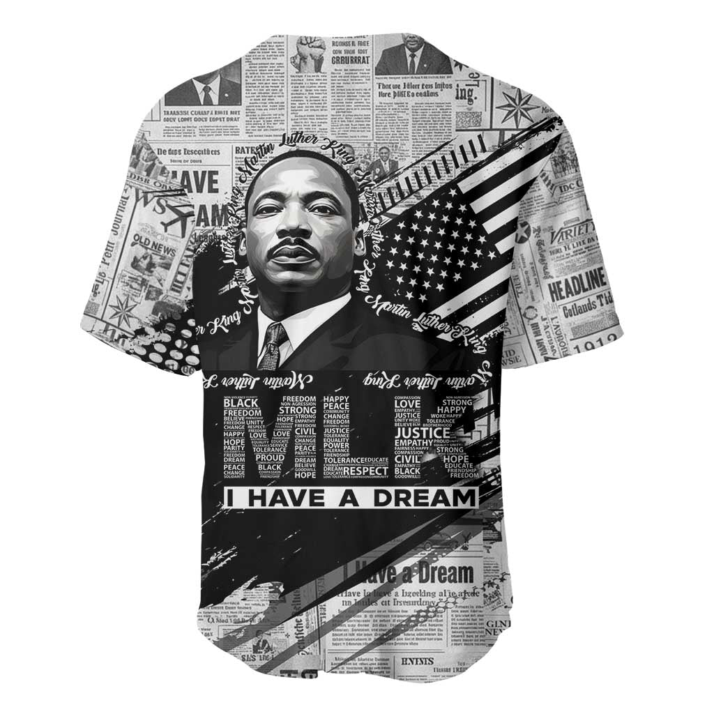 I Have A Dream MLK Baseball Jersey Newspaper Grunge Style - Wonder Print Shop