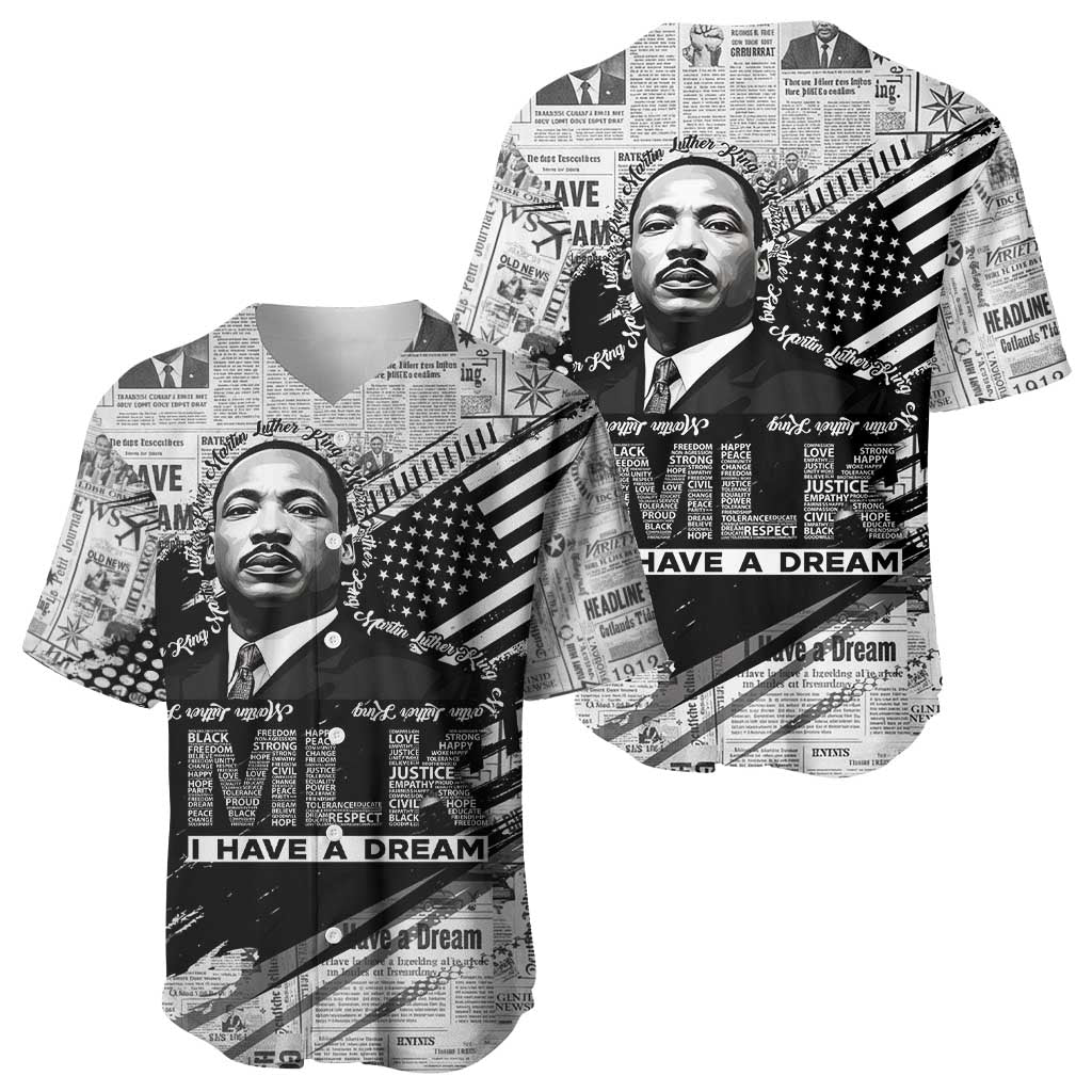 I Have A Dream MLK Baseball Jersey Newspaper Grunge Style - Wonder Print Shop