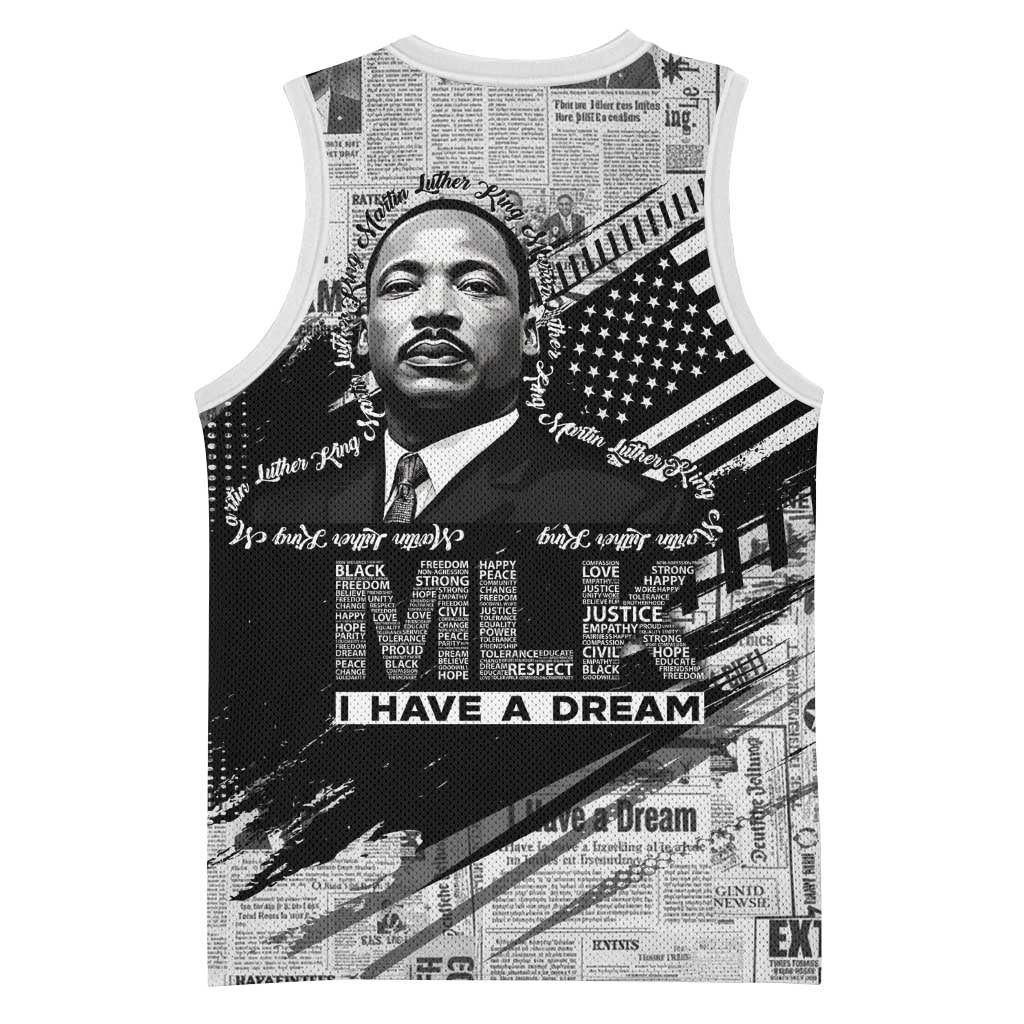 I Have A Dream MLK Basketball Jersey Newspaper Grunge Style - Wonder Print Shop