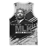 I Have A Dream MLK Basketball Jersey Newspaper Grunge Style - Wonder Print Shop