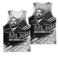 I Have A Dream MLK Basketball Jersey Newspaper Grunge Style - Wonder Print Shop