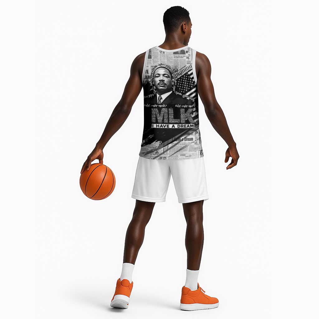 I Have A Dream MLK Basketball Jersey Newspaper Grunge Style - Wonder Print Shop