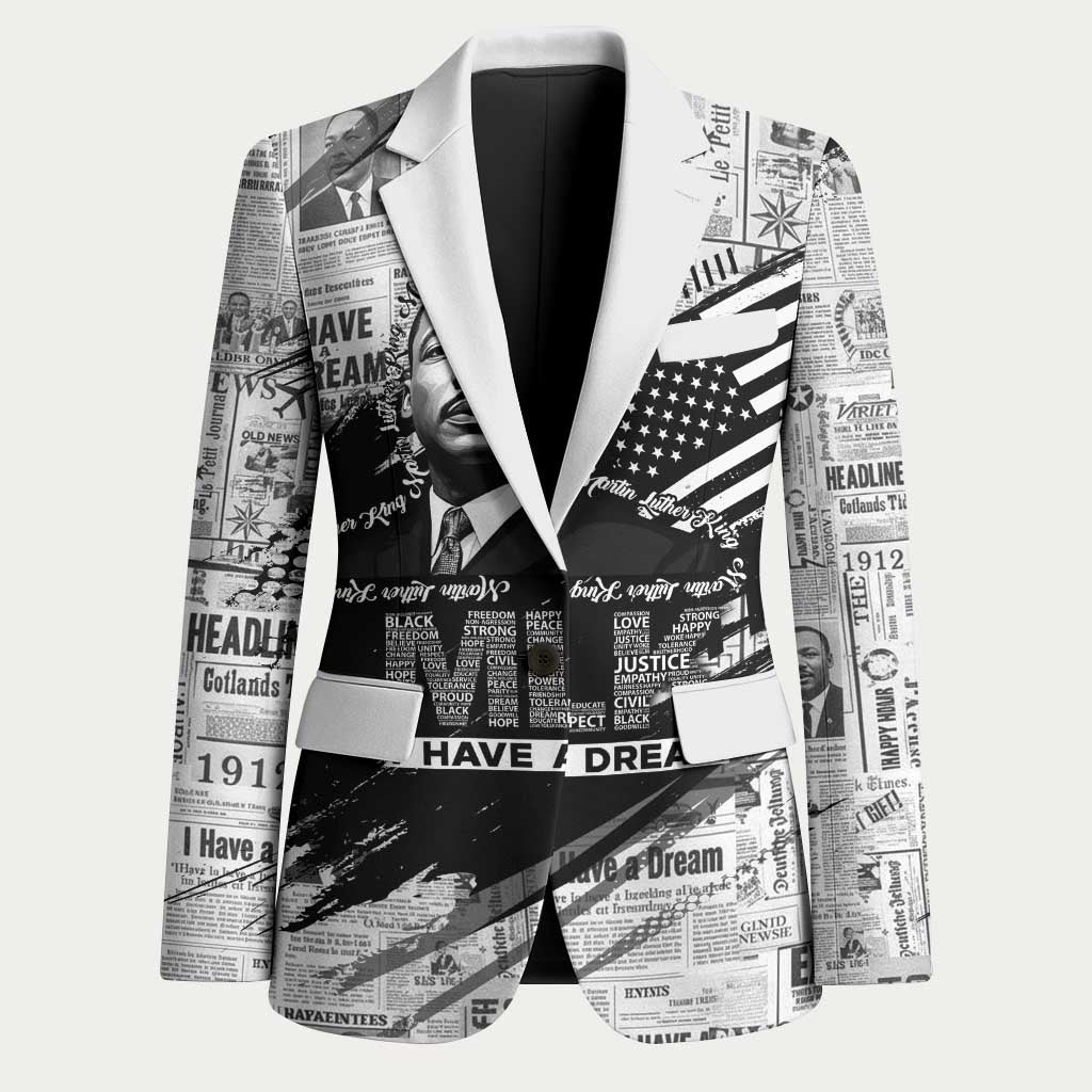 I Have A Dream MLK Blazer Newspaper Grunge Style - Wonder Print Shop