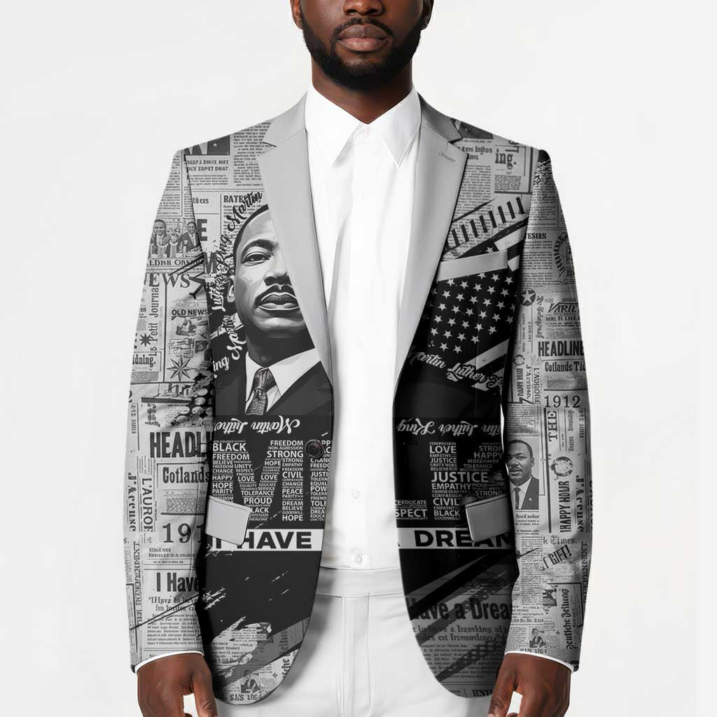 I Have A Dream MLK Blazer Newspaper Grunge Style - Wonder Print Shop
