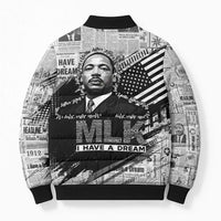 I Have A Dream MLK Bomber Puffer Jacket Newspaper Grunge Style - Wonder Print Shop