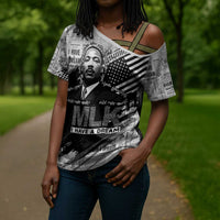 I Have A Dream MLK Cross Shoulder Shirt Newspaper Grunge Style - Wonder Print Shop