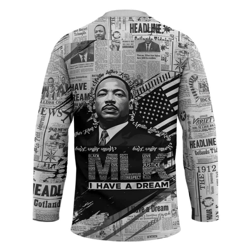I Have A Dream MLK Hockey Jersey Newspaper Grunge Style - Wonder Print Shop