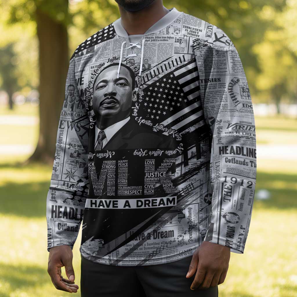 I Have A Dream MLK Hockey Jersey Newspaper Grunge Style - Wonder Print Shop