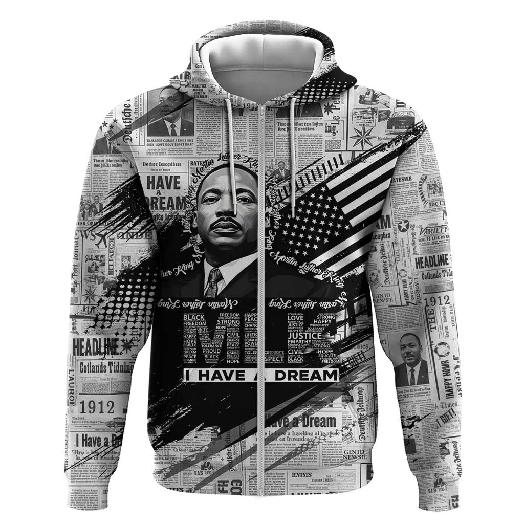 I Have A Dream MLK Hoodie Newspaper Grunge Style - Wonder Print Shop