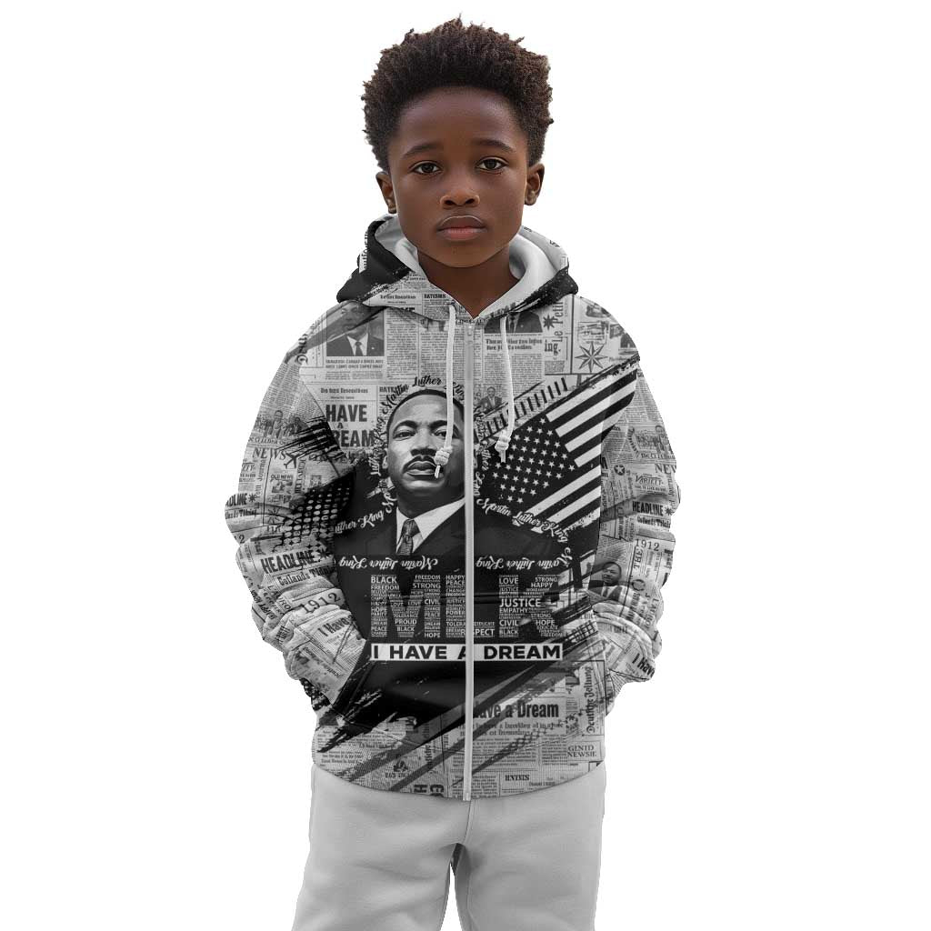 I Have A Dream MLK Kid Hoodie Newspaper Grunge Style - Wonder Print Shop