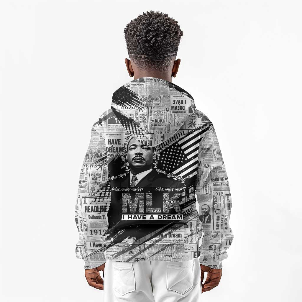 I Have A Dream MLK Kid Hoodie Newspaper Grunge Style - Wonder Print Shop