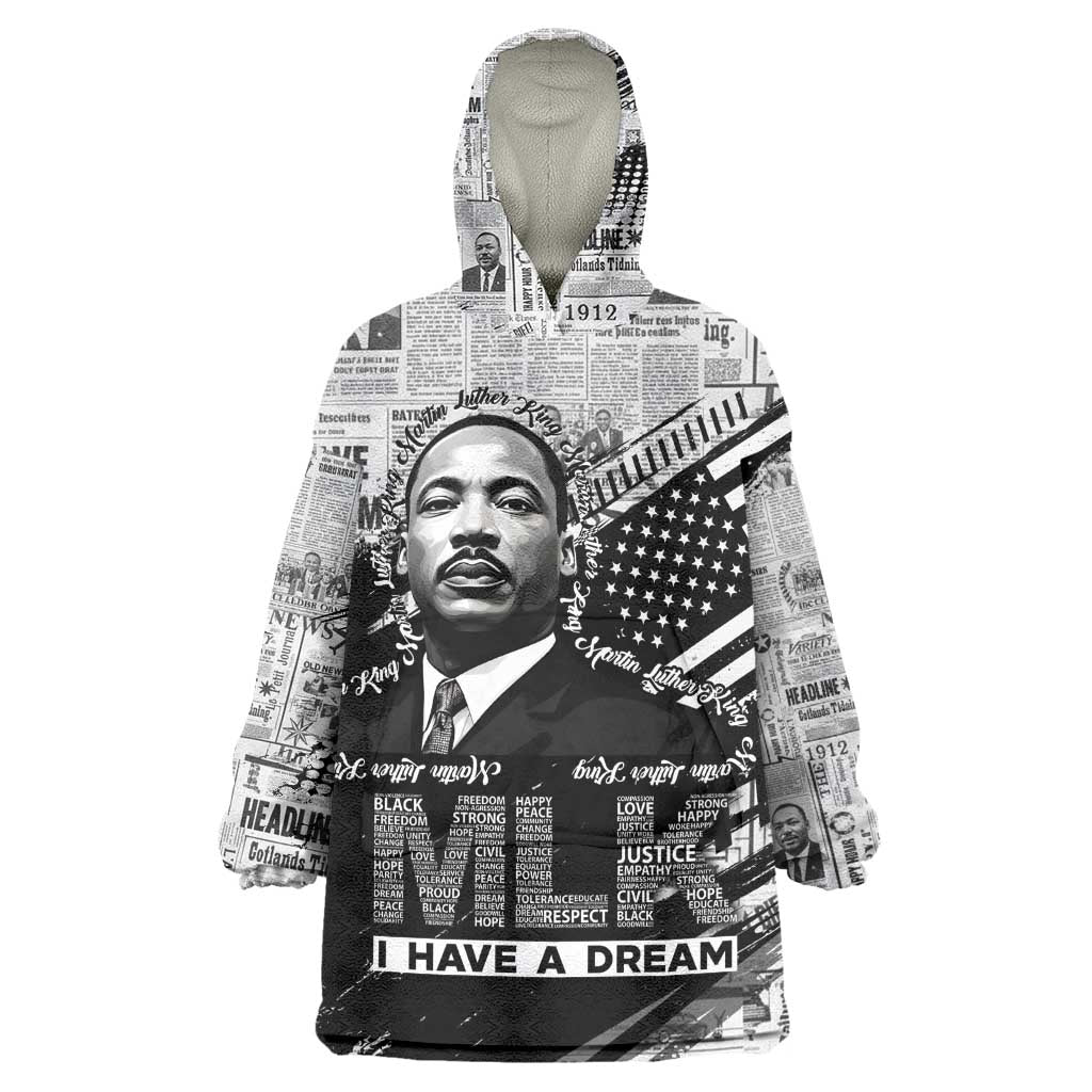 I Have A Dream MLK Kid Wearable Blanket Hoodie Newspaper Grunge Style - Wonder Print Shop