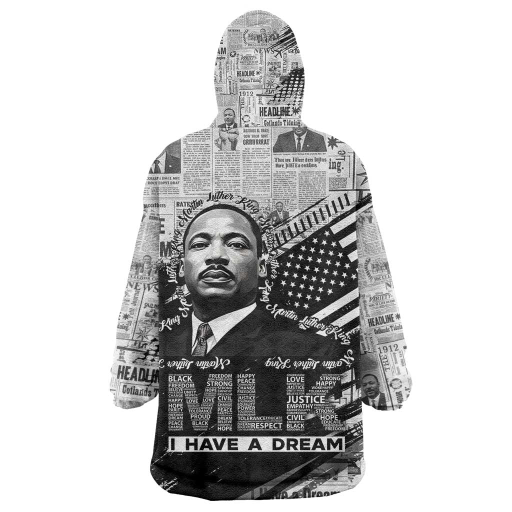 I Have A Dream MLK Kid Wearable Blanket Hoodie Newspaper Grunge Style - Wonder Print Shop