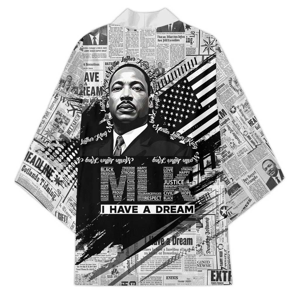 I Have A Dream MLK Kimono Newspaper Grunge Style - Wonder Print Shop