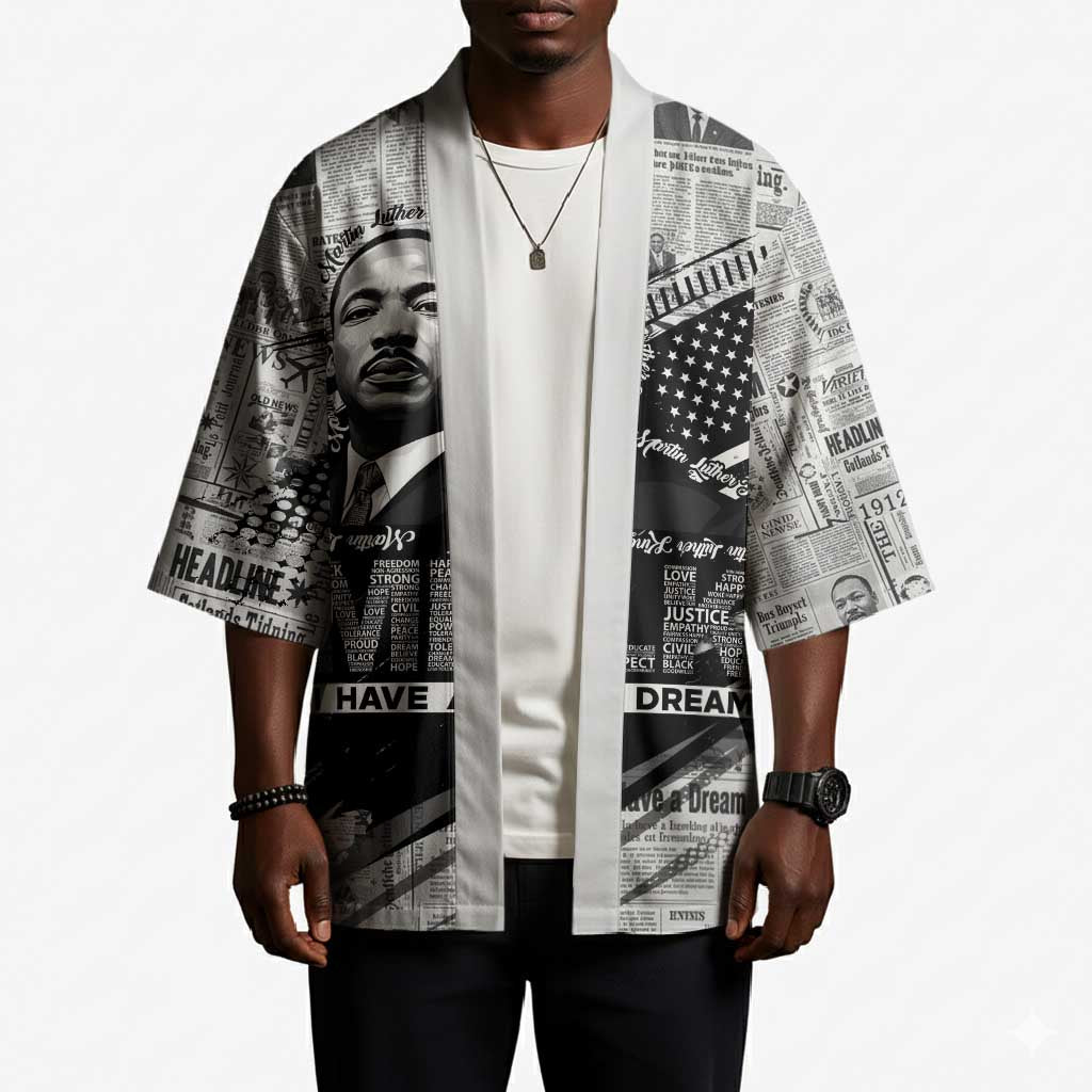I Have A Dream MLK Kimono Newspaper Grunge Style - Wonder Print Shop