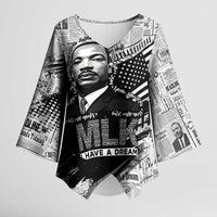 I Have A Dream MLK Kimono Sleeve Blouse Newspaper Grunge Style - Wonder Print Shop