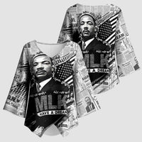 I Have A Dream MLK Kimono Sleeve Blouse Newspaper Grunge Style - Wonder Print Shop