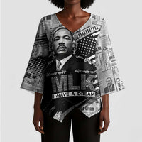 I Have A Dream MLK Kimono Sleeve Blouse Newspaper Grunge Style - Wonder Print Shop