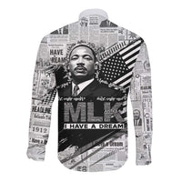 I Have A Dream MLK Long Sleeve Button Shirt Newspaper Grunge Style - Wonder Print Shop