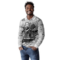 I Have A Dream MLK Long Sleeve Polo Shirt Newspaper Grunge Style - Wonder Print Shop