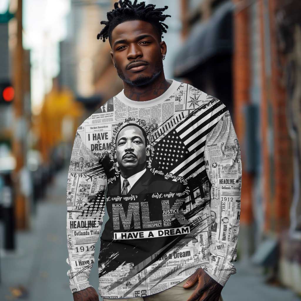 I Have A Dream MLK Long Sleeve Shirt Newspaper Grunge Style - Wonder Print Shop