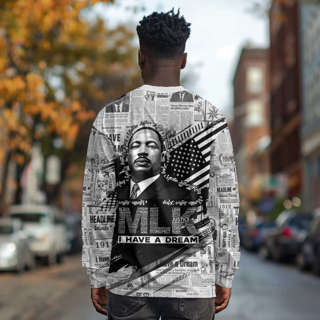 I Have A Dream MLK Long Sleeve Shirt Newspaper Grunge Style - Wonder Print Shop