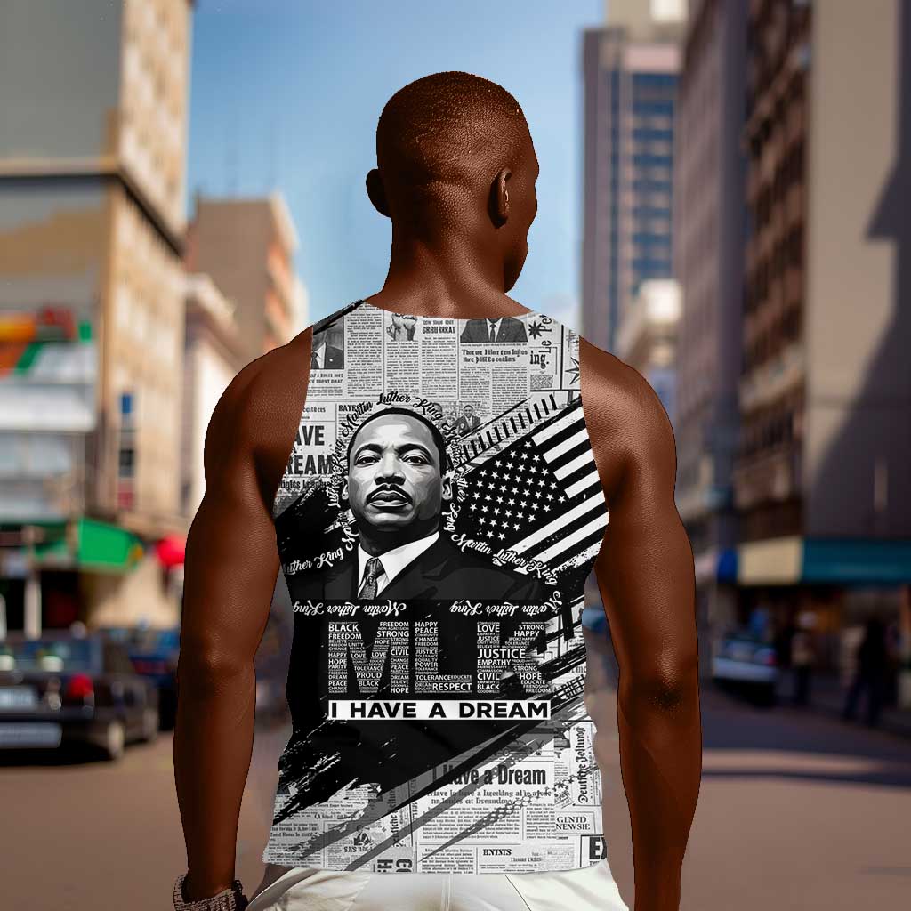 I Have A Dream MLK Men Tank Top Newspaper Grunge Style - Wonder Print Shop