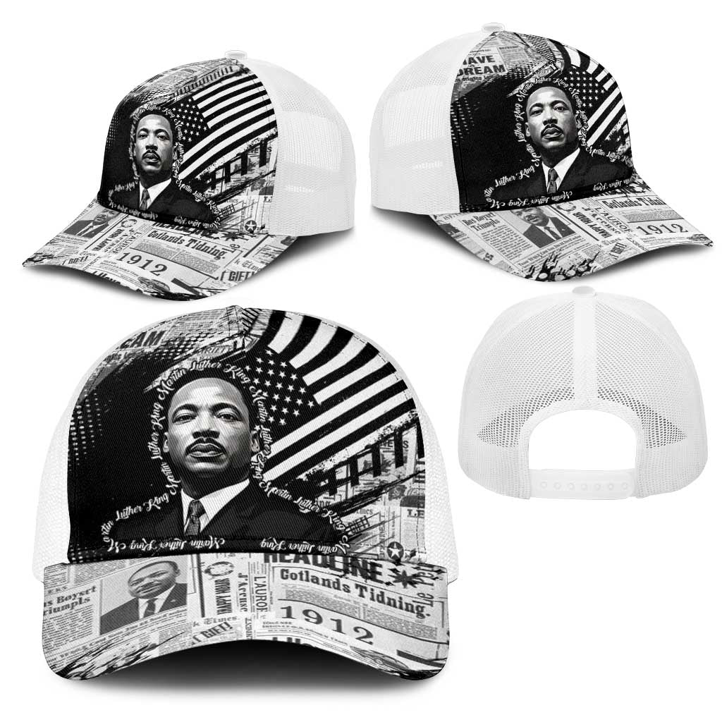 I Have A Dream MLK Mesh Trucker Cap Newspaper Grunge Style - Wonder Print Shop