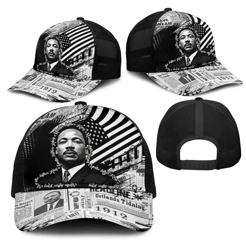 I Have A Dream MLK Mesh Trucker Cap Newspaper Grunge Style - Wonder Print Shop