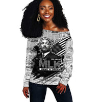I Have A Dream MLK Off Shoulder Sweater Newspaper Grunge Style - Wonder Print Shop