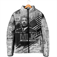 I Have A Dream MLK Padded Jacket Newspaper Grunge Style - Wonder Print Shop