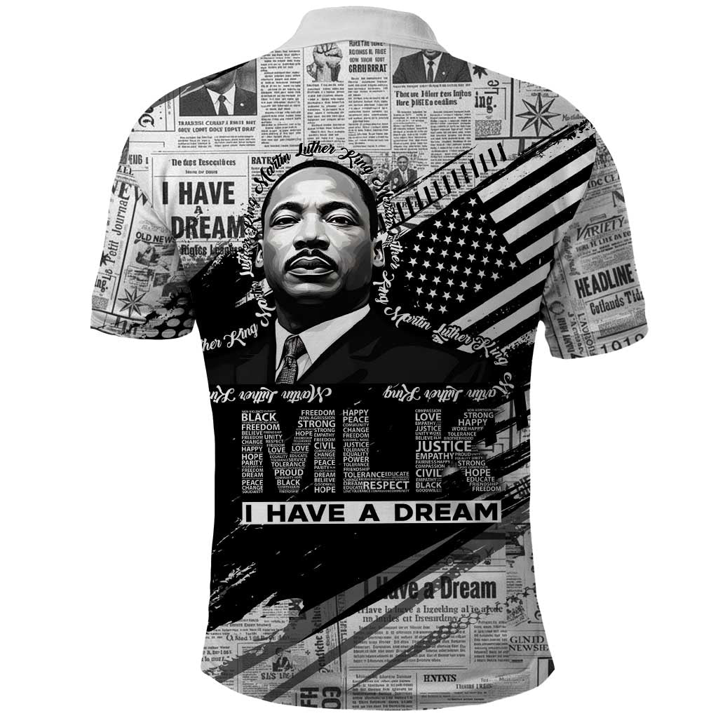 I Have A Dream MLK Polo Shirt Newspaper Grunge Style - Wonder Print Shop
