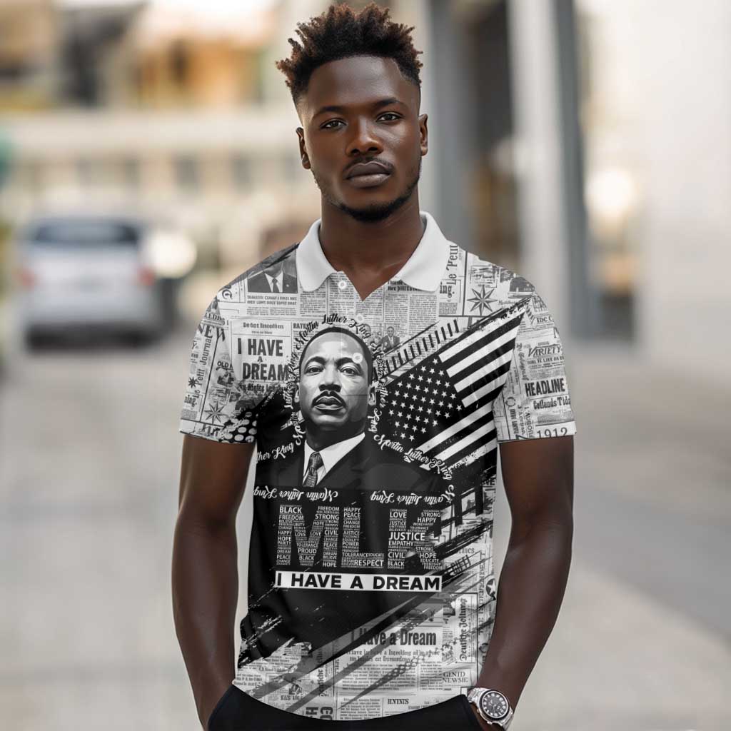 I Have A Dream MLK Polo Shirt Newspaper Grunge Style - Wonder Print Shop